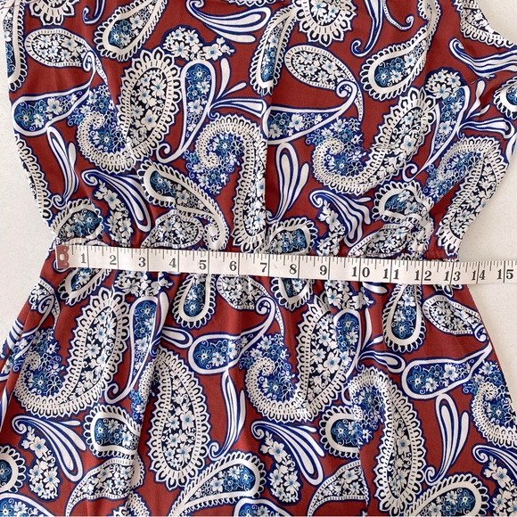 Banana Republic Paisley Medium Dress Red White Blue Stretch Summer Dress - Picture 13 of 15